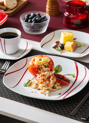 MALACASA Set da tavola da tavola in porcellana bianca avorio da 18/30 pezzi con tazze da 6 pezzi Piattini Piatto da pranzo per zuppa da dessert - riparo82