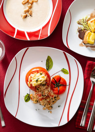 MALACASA Set da tavola da tavola in porcellana bianca avorio da 18/30 pezzi con tazze da 6 pezzi Piattini Piatto da pranzo per zuppa da dessert - riparo82