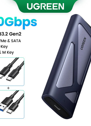 UGREEN M2 SSD Case M.2 NVMe SATA SSD Enclosure Adapter 20Gbps USB 3.2 Gen2 USB C External Enclosure Supports M and B&M Keys - Riparo82