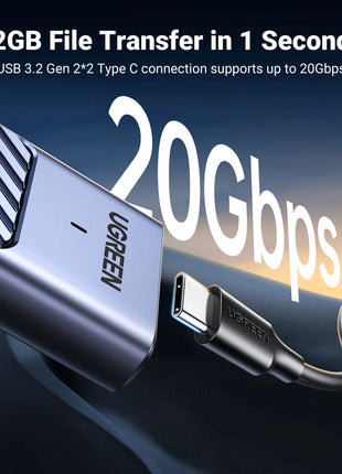 UGREEN M2 SSD Case M.2 NVMe SATA SSD Enclosure Adapter 20Gbps USB 3.2 Gen2 USB C External Enclosure Supports M and B&M Keys - Riparo82