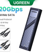 UGREEN M2 SSD Case M.2 NVMe SATA SSD Enclosure Adapter 20Gbps USB 3.2 Gen2 USB C External Enclosure Supports M and B&M Keys - Riparo82