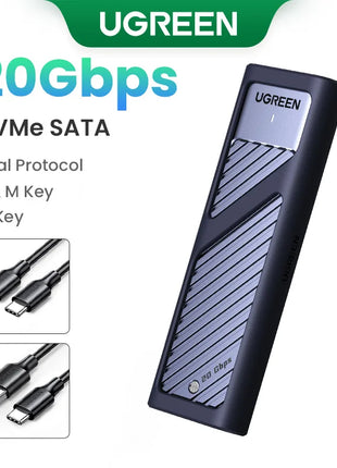UGREEN M2 SSD Case M.2 NVMe SATA SSD Enclosure Adapter 20Gbps USB 3.2 Gen2 USB C External Enclosure Supports M and B&M Keys - Riparo82