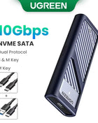 UGREEN M2 SSD Case M.2 NVMe SATA SSD Enclosure Adapter 20Gbps USB 3.2 Gen2 USB C External Enclosure Supports M and B&M Keys - Riparo82