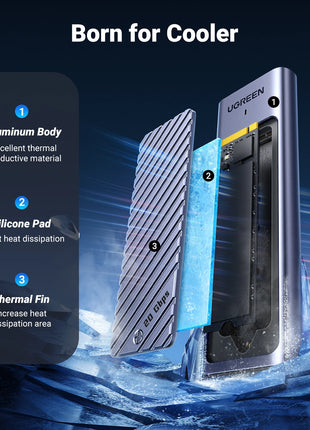 UGREEN M2 SSD Case M.2 NVMe SATA SSD Enclosure Adapter 20Gbps USB 3.2 Gen2 USB C External Enclosure Supports M and B&M Keys - Riparo82