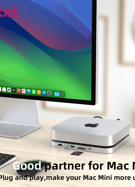 USB C Hub with Hard Drive Enclosure Type C Docking Station Supports NVME/SATA M.2 SSD Case 4K  10Gbps Data  M1 M2 for Mac Mini - Riparo82