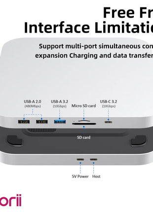 USB C Hub with Hard Drive Enclosure Type C Docking Station Supports NVME/SATA M.2 SSD Case 4K  10Gbps Data  M1 M2 for Mac Mini - Riparo82