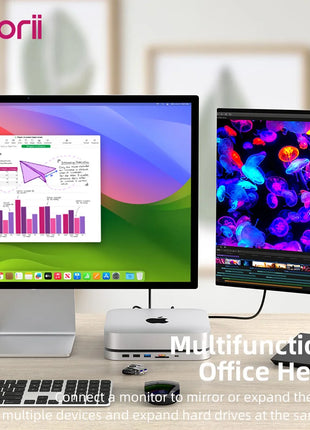 USB C Hub with Hard Drive Enclosure Type C Docking Station Supports NVME/SATA M.2 SSD Case 4K  10Gbps Data  M1 M2 for Mac Mini - Riparo82