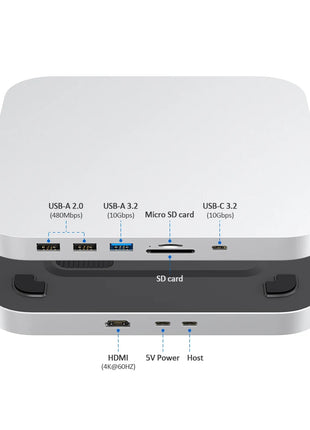 USB C Hub with Hard Drive Enclosure Type C Docking Station Supports NVME/SATA M.2 SSD Case 4K  10Gbps Data  M1 M2 for Mac Mini - Riparo82