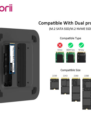 USB C Hub with Hard Drive Enclosure Type C Docking Station Supports NVME/SATA M.2 SSD Case 4K  10Gbps Data  M1 M2 for Mac Mini - Riparo82