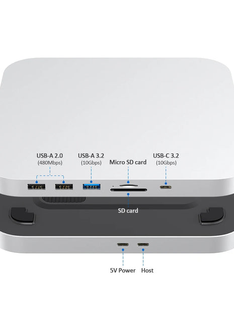 USB C Hub with Hard Drive Enclosure Type C Docking Station Supports NVME/SATA M.2 SSD Case 4K  10Gbps Data  M1 M2 for Mac Mini - Riparo82