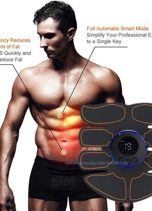 USB rechargeable EMS muscle stimulator laid out flat