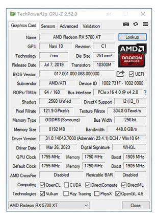 USED AMD RX 5700 XT 8GB Graphics Card GDDR6 256Bit PCI-E 4.0×16 6+8Pin Radeon GPU Rx 5700XT Gaming Video Card Placa De Video - Riparo82
