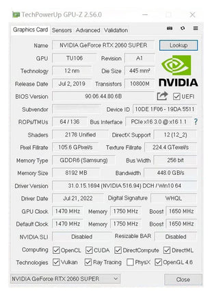 USED Graphics Cards NVIDIA GeForce RTX2060 SUPER 8G GDDR6 PCIE3.0x16 Gaming Video Card for Desktop PC Computer Components - Riparo82