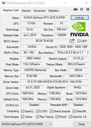 USED RTX 2070 Super 8G Placa De Video Gaming Graphics Card 256Bit GDDR6 RGB Game Video Card For NVIDIA GeForce PCI-E 3.0X16 pc - Riparo82