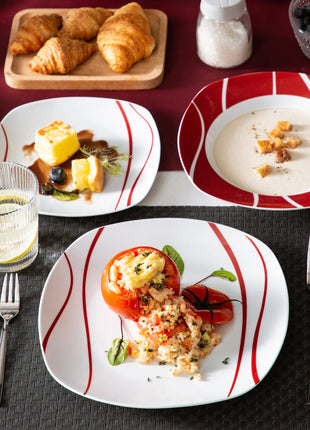 MALACASA Set da tavola da tavola in porcellana bianca avorio da 18/30 pezzi con tazze da 6 pezzi Piattini Piatto da pranzo per zuppa da dessert - riparo82