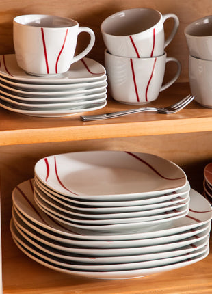 MALACASA Set da tavola da tavola in porcellana bianca avorio da 18/30 pezzi con tazze da 6 pezzi Piattini Piatto da pranzo per zuppa da dessert - riparo82