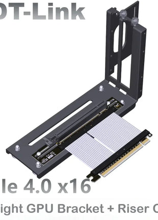 Universal ADT Riser PCI-E x16 ATX Upright Graphics Card Vertical Bracket GPU Holder+GEN4 PCIE4.0 16X Riser Adapter Cable 15~50CM - Riparo82