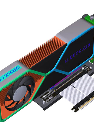 Universal ADT Riser PCI-E x16 ATX Upright Graphics Card Vertical Bracket GPU Holder+GEN4 PCIE4.0 16X Riser Adapter Cable 15~50CM - Riparo82