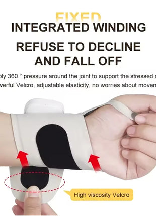 User adjusting strap around wrist for a secure fit