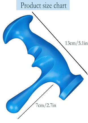 User gripping thumb massager for lower back pain relief