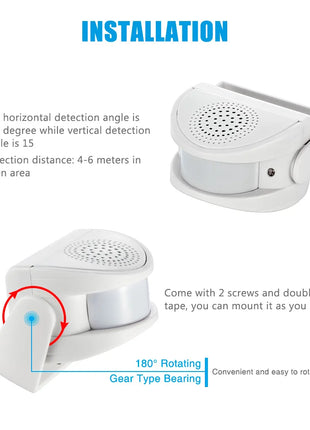 User installing motion sensor alarm near office entry