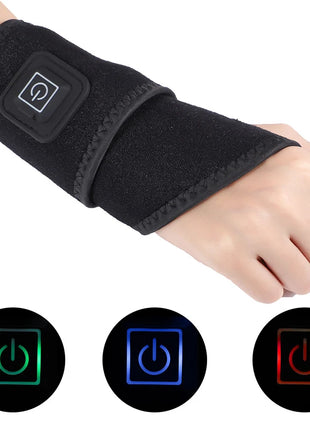 User relaxing with heated brace after workout
