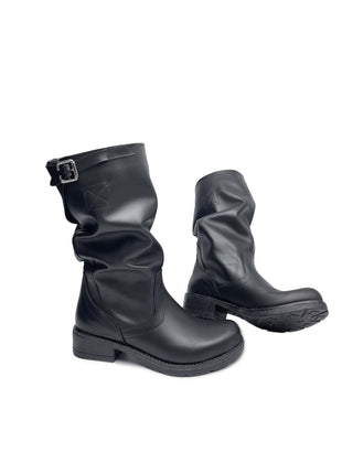 Stivale BIKER in Vera Pelle Nero