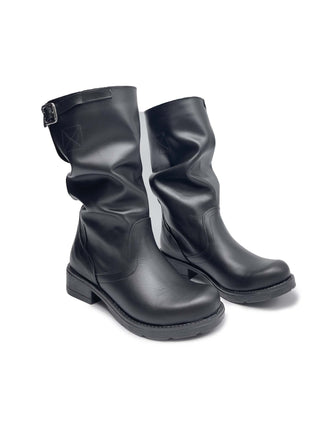 Stivale BIKER in Vera Pelle Nero