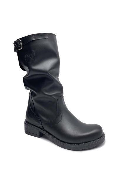 Stivale BIKER in Vera Pelle Nero