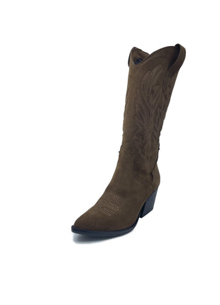 MARIA - Stivale Texano Camperos in CAMOSCIO TESTA DI MORO con ricami