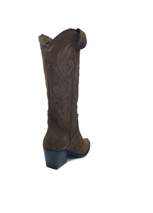 MARIA - Stivale Texano Camperos in CAMOSCIO TESTA DI MORO con ricami