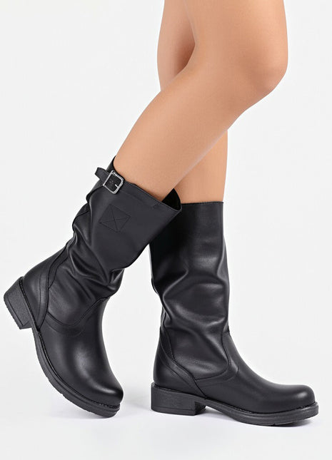 Stivale BIKER in Vera Pelle Nero