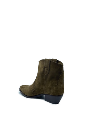 ROMA Stivaletto col tacco donna alla caviglia in Pelle Scamosciata Tabacco