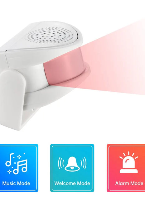 Wireless PIR motion sensor door chime installed near entrance

