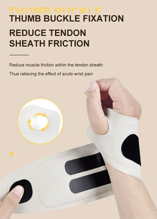 Wrist massager on left hand relieving carpal tunnel

