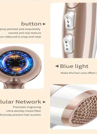 Professional 2000W High-Power Ionic Hair Dryer - Fast Drying, Low-Noise, Constant Temperature Control, Healthy Hair Care, Anti-Frizz, and Shine Enhancing for Salon-Quality Results at Home - Safe, Easy to Use, and Compact Desi