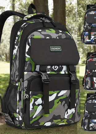 Zaino impermeabile con stampa a camuffamento, zaino da viaggio leggero, zaino da scuola, zaino da viaggio con tasca per tablet e tasche zippate multiple, zaino con cerniera per ragazze e ragazzi