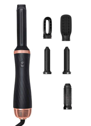 Hair Curler 5 In 1 Electric Blow Dryer Hair Curling Wand Detachable Brush Kit Negative Ion Straightener Hair Curler High Speed Hair Dryer With 60000 RPM Dryer Hot Air Brush (US 110V)