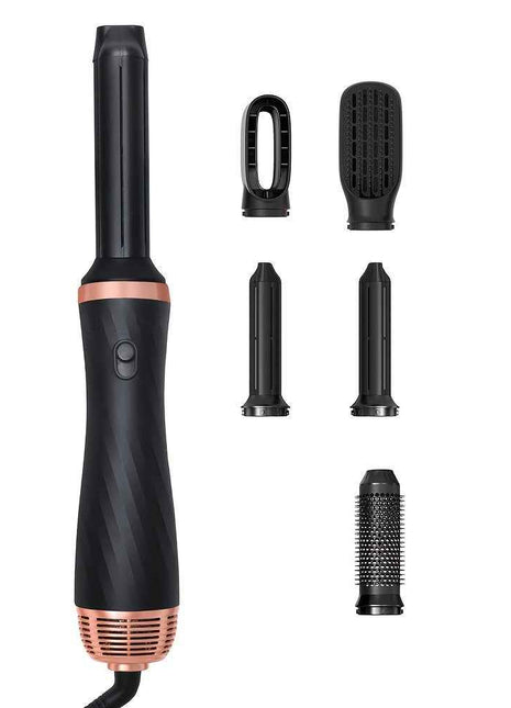 Hair Curler 5 In 1 Electric Blow Dryer Hair Curling Wand Detachable Brush Kit Negative Ion Straightener Hair Curler High Speed Hair Dryer With 60000 RPM Dryer Hot Air Brush (US 110V)