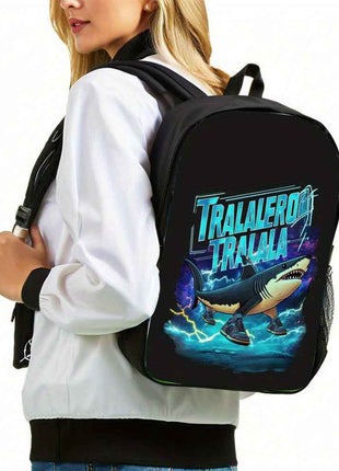 3 Pezzi Tralalero Tralala&Italian Brainrot Set Zaino, Borsa in Poliestere per Uomini e Donne, 1*Borsa Pranzo, 1*Astuccio Portapenne, Spallacci Regolabili, Doppie Cerniere, Ideale per Pendolarismo, Viaggi e Attività All'Aperto