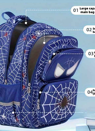 Marvel 3pcs/Set Spiderman Multi Compartment Backpack, Penne Case, Handheld Box Bag, Unico Backpack con Novelle Pattern, Regolabile Shoulder Strap Backpack, Regalo alla Famiglia, Back to Schoold