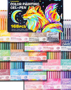 168 Penne Gel a Colori Completi Scatola Regalo | Set di Penne per Disegno/Creazione Artistica/Fai da Te Multiuso Elegante (Ideale per Parenti, Amici/Coleghi)