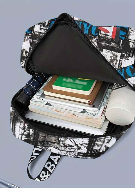 3 Pezzi Set di Borsa a Spalla, Tracolla e Astuccio - Zaino Campus Grande Capacità con Stampa Squalo per la Stagione del Ritorno a Scuola Unisex