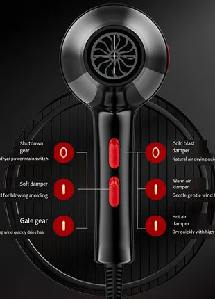 Professional High-Speed Hair Dryer Set - Fast Drying, Low Noise, Advanced Ionic Technology, Multiple Heat Settings, Cool Shot Button, Concentrator Attachment, Suitable for Home Use, Salon-Quality Styling - Riparo82