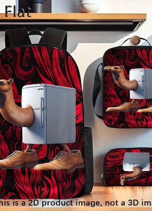 Set di 3 zaini con animali italiani, include un zaino di grande capacità, una penne e una borsa per il pranzo con cerniera e spallacci regolabili, rendendolo un ottimo regalo per viaggi e pendolarismo.