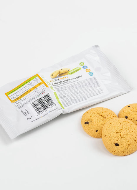 Biscotti Frollini KETO SENZA GLUTINE con gocce di cioccolato 0% zuccheri