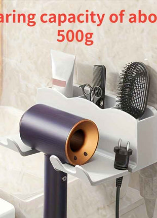 Space-Saving Wall-Mounted Hair Dryer Holder - Hands-Free, Fits Small to Large Dryers, Perfect for Bathroom Organization