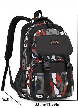 Zaino impermeabile con stampa a camuffamento, zaino da viaggio leggero, zaino da scuola, zaino da viaggio con tasca per tablet e tasche zippate multiple, zaino con cerniera per ragazze e ragazzi