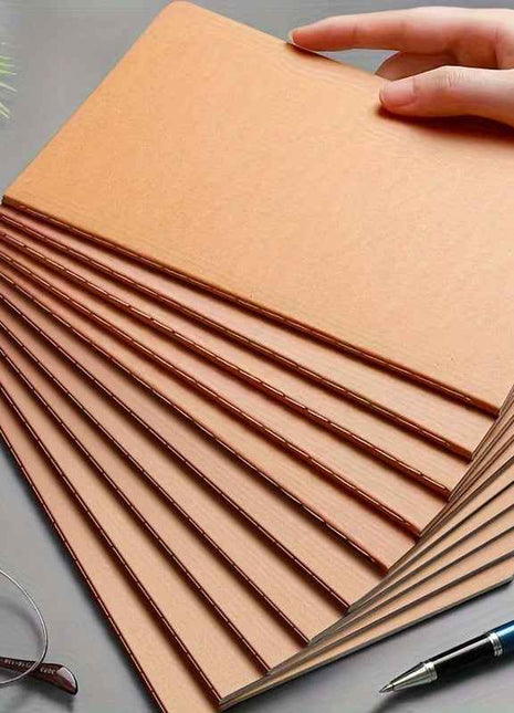 Set di 12 quaderni con copertina in carta kraft - Set di quaderni assortiti in formato A4, A5, B5 per studenti, con pagine a righe, forniture scolastiche, cancelleria da ufficio, blocchi per appunti dal design semplice