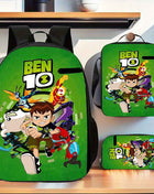 3 Pezzi Set Zaino Ben 10, 1*Borsa Pranzo, 1*Astuccio Portapenne, Grande Capacità Organizzatore da Viaggio con Chiusura a Cerniera, Ideale per Regali di Vacanza o Compleanno